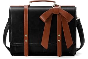 ECOSUSI 15.6 Pollici Laptop Borsa Grande Messenger in Pelle Pu Vintage Borsa a Tracolla per Donna