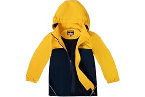 SMONTY Veste Imperméable pour Enfant Résistant au Vent Softshell à Capuche Veste Extérieure Respirante pour La Randonnée, Le Vélo et La Course à Pied