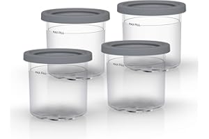 ‎NINJA Ninja Dessert Tubs - Pack of 4 [XSK4PINTEUUK] Official Accessory Compatible with Ice Cream Maker NC300UK, Grey/Clear