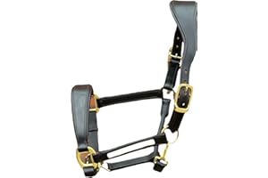Equipride Anatomical Leather Headcollar, Supersoft Padded, Gold Fittings, Fully Adjustable (Brown, Extra Full)