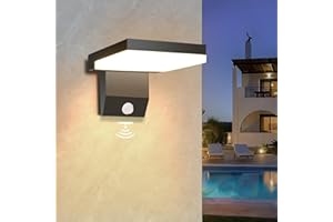 PSATFITO G Applique da Parete Esterno da 24w con Sensore Di Movimento, Lampade Applique Esterno da 2250 Lm 3000k, Lampade da Esterno Moderna Impermeabile Ip66 per Casa, Veranda, Garage, confezione da 1, Nero