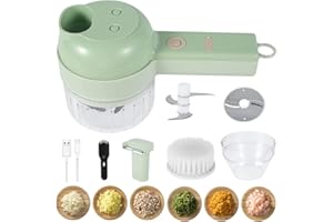 GNCHOME Juego de cortador de verduras eléctrico de mano 4 en 1 - Mini picador de alimentos eléctrico recargable - Batidora portatil para carne, verduras, frutas. Picadora electrica pequeña