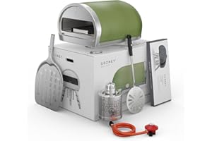 ROCCBOX Gozney Portable Outdoor Pizza Oven Bundle - Professional Grade Turning Peel, Cover, Built-In Thermometer & Safe Touch Jacket – Propane Gas Fired, Rolling Wood Flame – New Olive Green