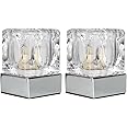 MiniSun | Modern Glass Ice Cube Touch Table Lamps with Chrome Bases | Table Lamps, Home Décor & Improvement Essential | Set of 2