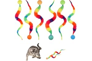 Orixo 6 Stück Wiggly Ball Wackelball Für Katzen, Lustiges Katzenball, Langer Schwanz Ball Wurmkatzenspielzeug Katzenbälle Hüpfbälle, Interaktives Spielzeug für Katzen Hüpfball für Jeden Alters