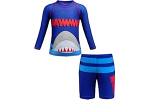 MONERIC Boys Swimming Costume Little Rash Guard Trunks Swimwear Two Piece Swimsuit Set Kids Swimming Pool Bathing Suit UV Protection Swim Wear