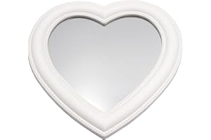 Eaoundm 27 x 27 cm Herz-Make-up-Spiegel Wandspiegel Schreibtischspiegel Schlafzimmer-Spiegel (weiß)