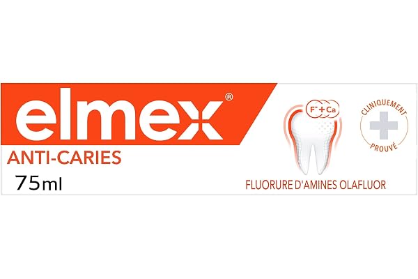 ELMEX - Dentifrice Elmex Anti-Caries - Remineralise et aide a proteger contre les caries - Bouclier Biactif Calcium-Fluorure - 75 ml
