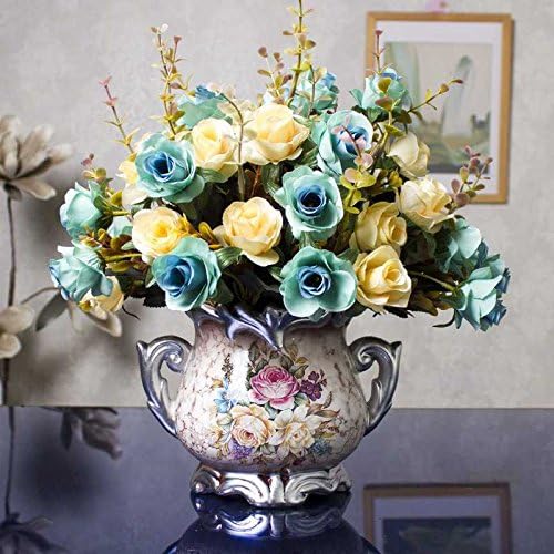 Jhyflower Formal Leisure Indoor Pink Lawn Bathroom Conference Room Artificial Flower Decoration Art Artificial Flower Household Home, Blue 5 Fall Drills+Binaural Ears