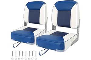 CYUREAY Boat Seats 2 Pack, Folding Boat Seat for Fishing, Waterproof Captain's Chair, Boat Seat 2 Pack, Suitable for Jon/Pontoon/Canoe/Bass Tracker Boat Seats - Unique Colour Design (Blue/White)