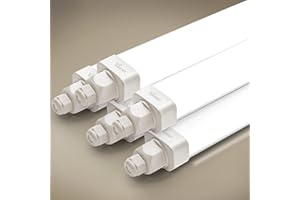 Tobeter 5 Pièces Néon Tube LED Lampe 36W 3600LM 115CM Linkable Luminaire Plafonnier LED, Blanc Neutre 4000K IP65 Réglette LED Pour Garage, Bureau, Cave, Atelier, Salon, Cuisine, Hôpital, Entrepôt