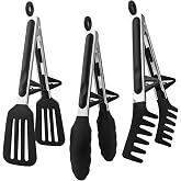 Kitchen Tongs, 3 Pack, Black Silicone Tongs Stainless Steel With Stand, Kitchen Tongs, Silicone Tongs Bpa Free, Kitchen Tongs