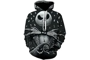 QYIFIRST Sweat à Capuche Anime Before Christmas Weihnachten Jack Halloween Cosplay Costume Unisexe Impression 3D Top Adulte Noir-C L (Chest 110cm)