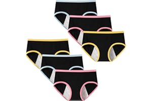 Anntry sous-vêtements en Coton pour Adolescentes Pantalons menstruels Culottes étanches Culottes Solides Taille Moyenne pour Adolescentes de 10 à 18 Ans (Lot de 6) (Doit être utilisé avec des tampons)