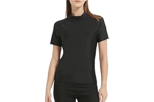 TERODACO Rash Vest Women Short Sleeve Sweat Wicking Swimming Tops for Women UV50+ Seamless Rash Guard Swimwear for Wetsuit Surfing Swimsuit,Stretchy Soft
