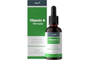 ‎EXVITAL Vitamin A Tropfen von EXVital - 5000 I.E (1500 µg) pro Tagesdosis, 50 Ml= 1700 Tropfen, laborgeprüft, hochdosiertes Retinol - Vegan - Vitamin A flüssig Liquid