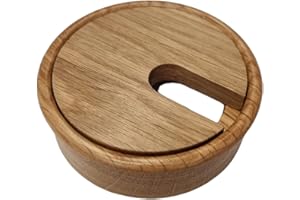 Gedotec Passacavo in legno di quercia laccato | Liscio | Passacavo rotondo in 1 pezzo | Presa per cavo con trapano Ø 80 mm | Canalina per cavi da incollare nel piano di lavoro