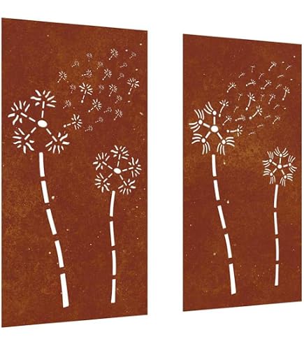Décoration murale jardin 105x55 cm acier corten design feuille - The