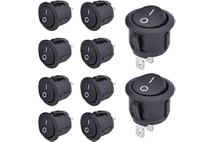 WLVINSON 10 interruptores basculantes de 12 V, interruptor basculante On/Off con autobloqueo, mini interruptor redondo de 2 pines para instalación en autocaravana, interruptor de modelo, coche, barco,