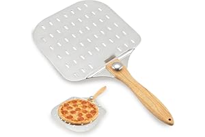 MEETOZ Aluminum Pizza Peel,12 inch Pizza Paddle Pizza Spatula,with Foldable Wood Handle Premium Pizza Paddle for Baking Homemade Pizza and Artisan Breads
