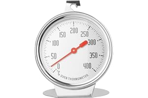 FunWorth Backofenthermometer aus Edelstahl, Ofenthermometer für Backofen & Elektroherd (0-400°C) mit großem Zifferblatt, Haken & Halterung – Präzise Temperaturkontrolle für Backen, Braten, Grillen