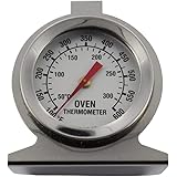 Invero Universal Stainless-Steel Oven Thermometer Monitoring Temperature Gauge - Hang or Stand in Oven - Clear Dial