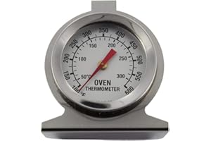 Invero Universal Stainless-Steel Oven Thermometer Monitoring Temperature Gauge - Hang or Stand in Oven - Clear Dial
