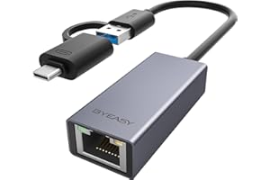 ‎BYEASY BYEASY USB LAN Adapter 3.0 mit USB C Stecker, 1000 Mbps Gigabit Typ-C zu Ethernet RJ45 Netzwerkadapter aus Aluminium, für MacBook/iPad Pro/Air, Surface, Laptop, PC, Windows, macOS, Linux, XPS usw.