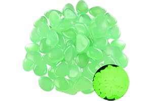 LEBKFT Glowing Pebbles Decorative Stones 100 Pcs in the Dark Cobblestones for Garden Walkways, Rock Garden, Aquarium Fish Tanks, Lawn Yard Decoration (Green)