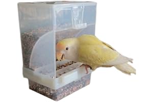 Hypeety Automatic Bird Feeder No Mess Pet Feeder Seed Food Container Perch Cage Accessories for Budgerigar Canary Cockatiel Finch Parakeet