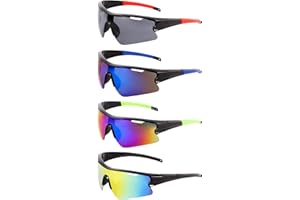 ANLIOTO 4 Stück Fahrradbrille Herren Damen, Sport Sonnenbrille UV 400 Schutz für Outdooraktivitäten Wie Radfahren Fischen