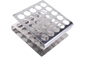 iplusmile Porta Provette in Acciaio Inossidabile 25 Slot Supporto Per Tubo Di Prova Da Laboratorio a Forma Z Organizer Compatto E Leggero Per Scuola E Laboratorio Scientifico