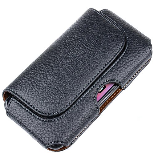 Semoss Cover per Cellulari Universali da Pelle per iPhone X / iPhone 10 Custodia da Cintura Wallet Portafoglio Cuoio Flip Case Cover Sport con Clip e Chiusura Magnetica Nero 15 X 8 cm