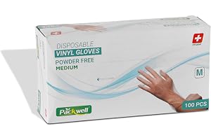 Packwell vinyl Gloves clear powder free Medium 100 pcs
