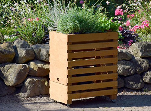 dobar Hochbeet auf Rädern aus Holz, Frühbeet Bausatz für Gemüse, Kräuter im Garten und Balkon, 58 x 36 x 71 cm, braun - 6