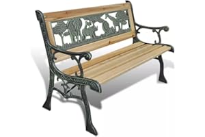 Tidyard Banco de Jardín para Niños con Respaldo de Animales,Estructura de Hierro Acabado en Bronce,Estilo Vintage y Clásico,80x24cm