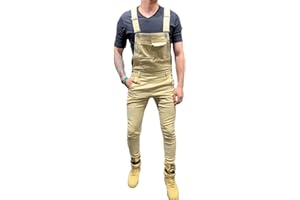 FeMereina Mens Denim Dungarees Distressed Bib Jumpsuits Overalls Romper for Carpenter Moto Biker Coveralls Suspender Jeans