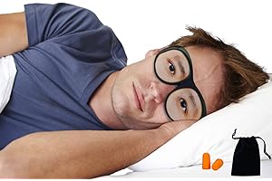 OKAMI PRODUCTS Schlafmaske mit Augen – lustige Schlafbrille für Frauen & Männer, Verdunklungsmaske, leichte Augenmaske mit gratis Tasche (Männeraugen)