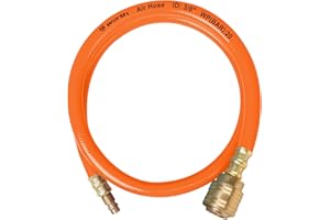 JonesHouseDeco Lead-in Air Hose 3/8'' x 5 m, 300 PSI. MNPT Solid Brass Fittings, Lightweight Air Compressor Replacement Hose, Flexible & Weather Resistant, 9.5mm ID x 15mm OD, Orange, H730B07