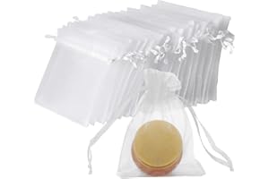 vaolmlop 100 Bolsas De Regalo De Organza,7 X 9 cm,Bolsitas Regalo,Color Blanco,Para Joyas,Festivales,Bodas Favores Y Dulce