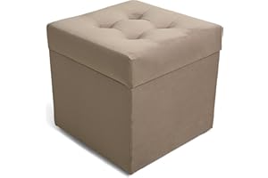 MG Design Pouf imbottito, 45 x 45 cm, morbido, apribile con spazio di archiviazione (50 l), capacità di carico 100 kg, tessuto facile da pulire, pouf per soggiorno, camera da letto, corridoio