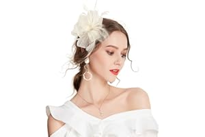 Z&X Sinamay Fascinator with Headband Clip Mesh Flower Feather Cocktail Pillbox Hat