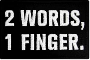 EMBTAO 2 Wörter 1 Finger Bestickter Aufnäher mit Haken- und Flauschbänder