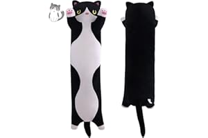 FAVOSTA Peluche Gatto Lungo Cuscini di Peluche Morbido Gatto Peluche Bambola di Peluche Cuscino Gatto Lungo Peluche Ripieno Bambola Giocattolo Regalo (Nero, 50cm)