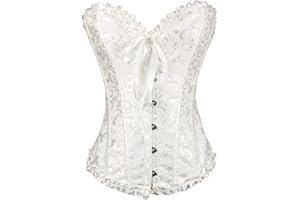 Sxybox Damen Korsett Bauchweg Vollbrust Corsage Wäsche schnürt Sich Oben Satin ohne Knochen mit G-String