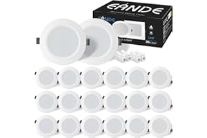 Eande 20x Foco Empotrable LED Techo 6W Equivalente 70W Blanco Neutro 4000K, Downlight Redondo Foco LED Interior, Panel Extraplano 600LM 220V Ojo de Buey No Regulable