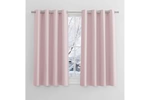 ‎PONY DANCE PONY DANCE Blickdichte Vorhänge Kinderzimmer Mädchen Ösenschal 2er Set H 137 x B 117 cm Verdunklungsgardine mit Ösen Thermo Gardinen gegen Kälte, Hellpink