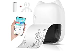 MISIRUN Mini Stampante Fotografica, Mini Stampante per Adesivi, Stampante Termica Portatile per Immagini/Ricevute/Elenchi/Etichette/fai da te/Viaggi/Regali di Compleanno per Bambini, per IOS e Android