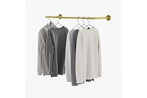 pamo Drążek na ubrania Industrial Loft Design – FINN – wieszak na ręczniki lub wieszak na ubrania z montażem ściennym lub sufitowym | do łazienki lub sypialni ze stabilnych rur w kolorze złotym