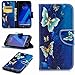 Produktbild Schutzhülle Samsung Galaxy A5 (2017) / A520F Hülle Tasche Ledertasche LEMORRY Flip Beutel Haut Slim Bumper Schutz Magnetisch Schließung Stehening Soft Handyhülle Weich Silikon Cover Schale, Sternenklar Schmetterling